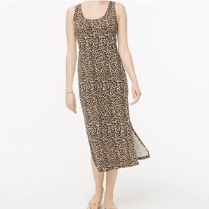 J Crew Factory Animal Print Sleeveless Knit Midi Dress